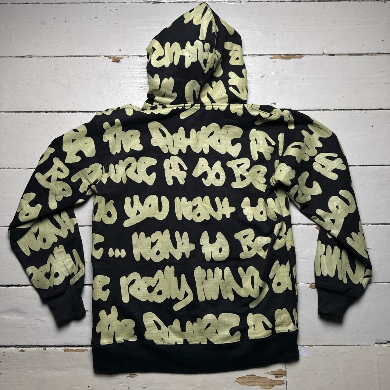 B-Side London Black and Green Graffiti Hoodie