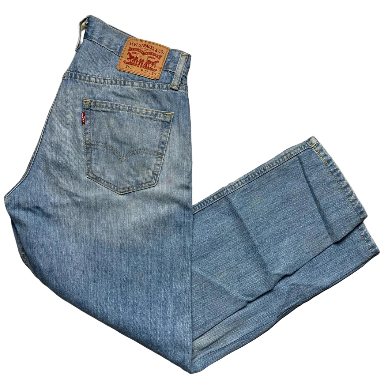 Levis 514 Light Blue Baggy Stonewashed Jeans (32W)