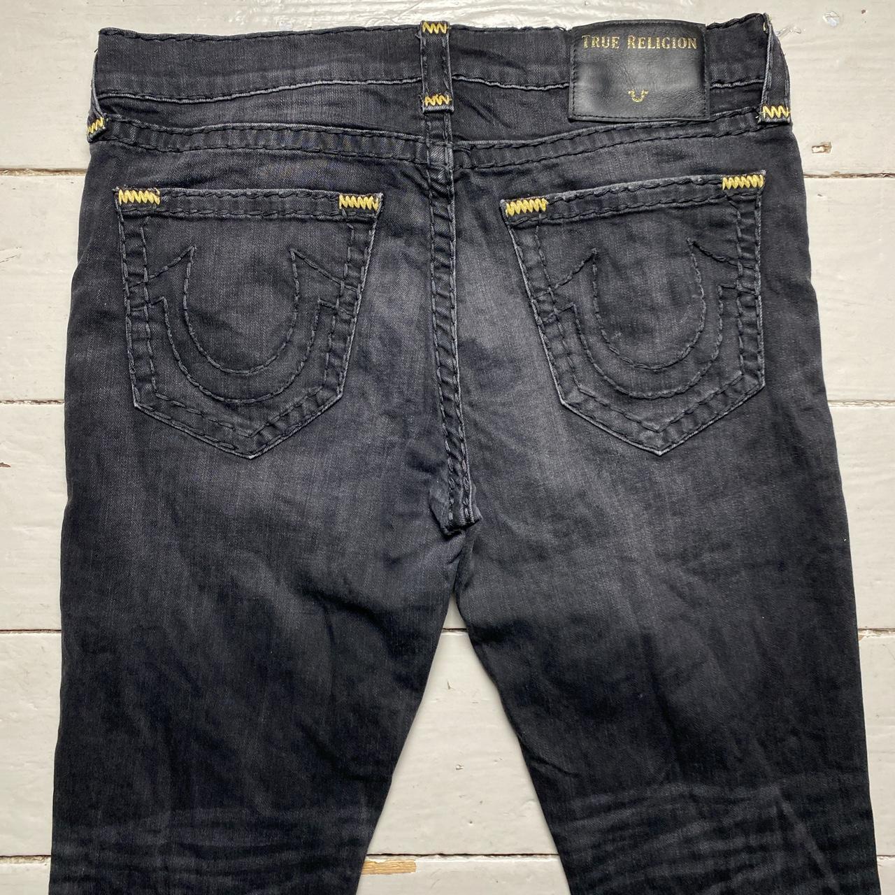 True Religion Geno Black and Gold Big Stitch Jeans