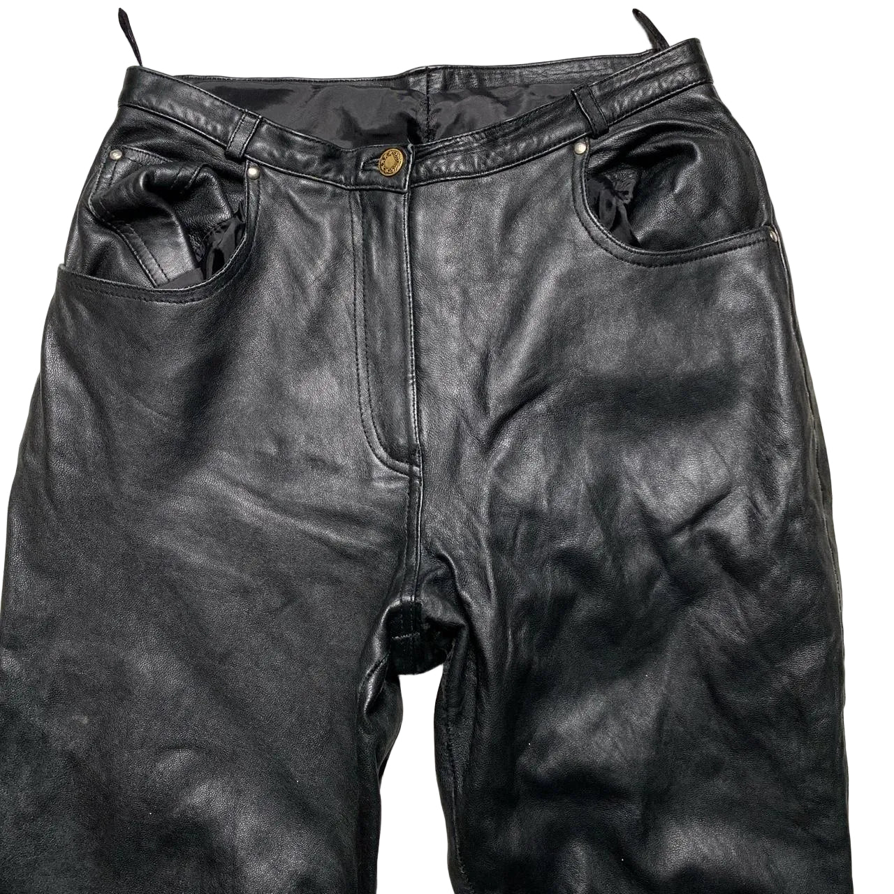 Leathermaster Womens Leather Black Trousers (12)