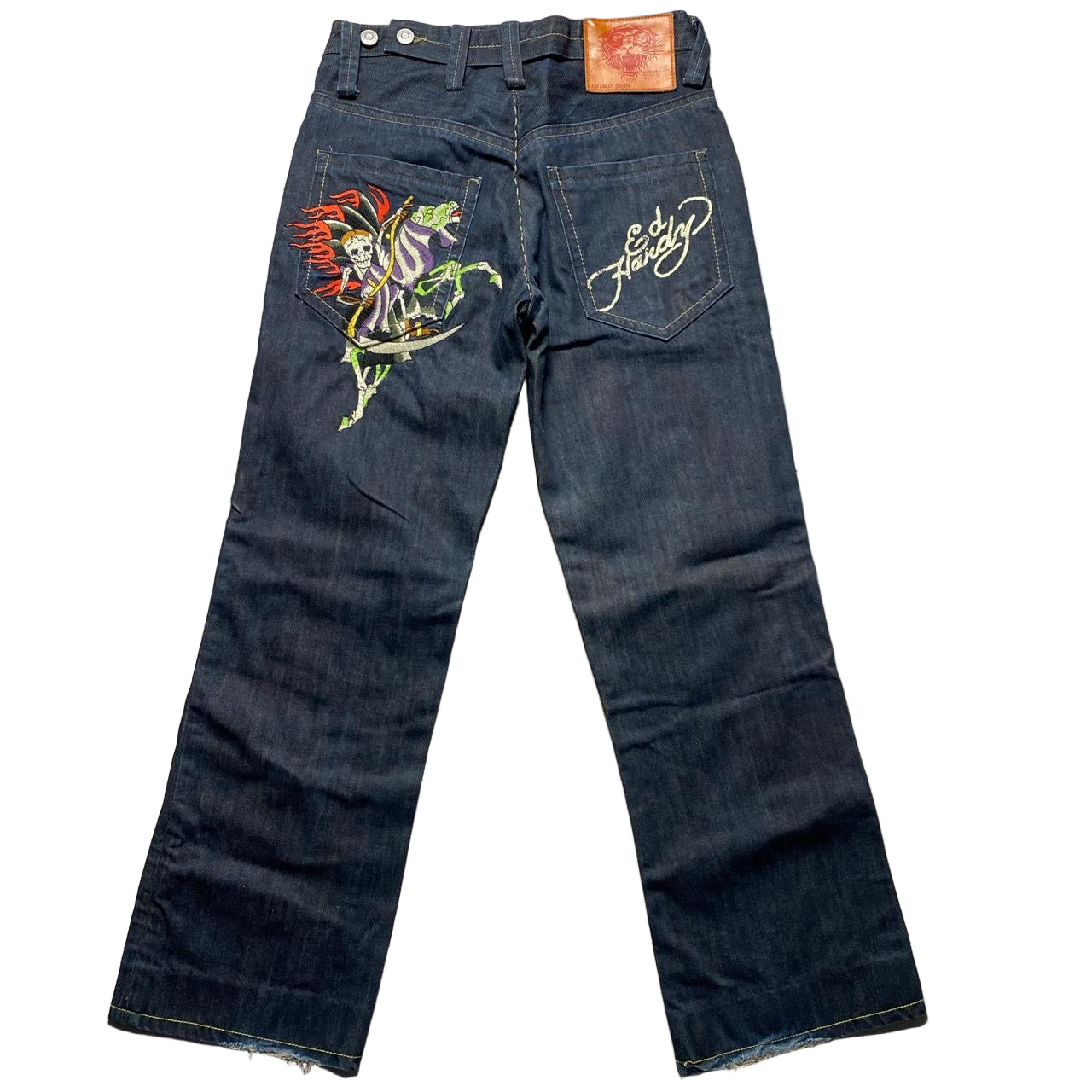 Ed Hardy Vintage Embroidered Skeleton Horse Baggy Jeans (32W)