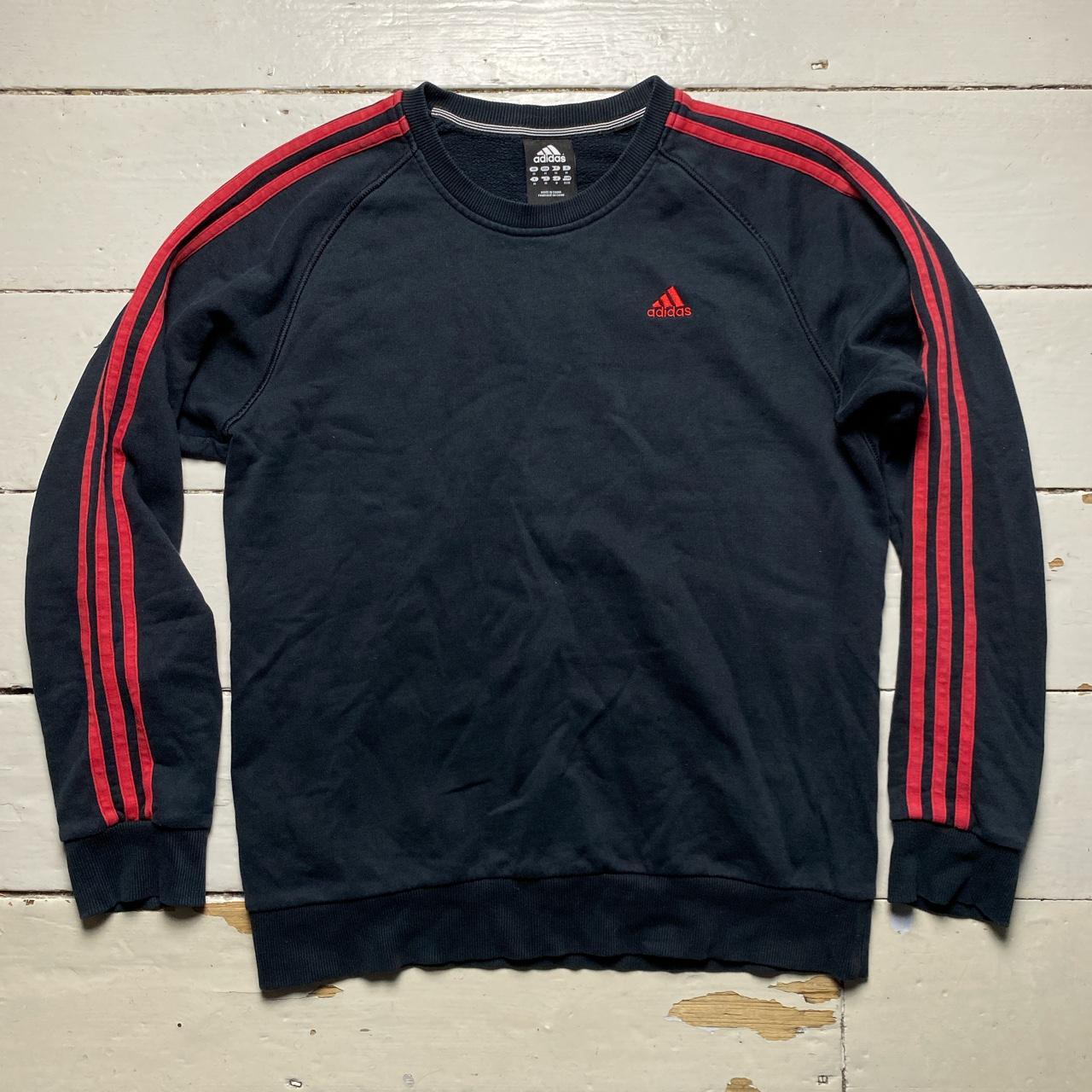 Adidas Performance Essentials Black and Red 3 Stripe Jumper Wear Garson