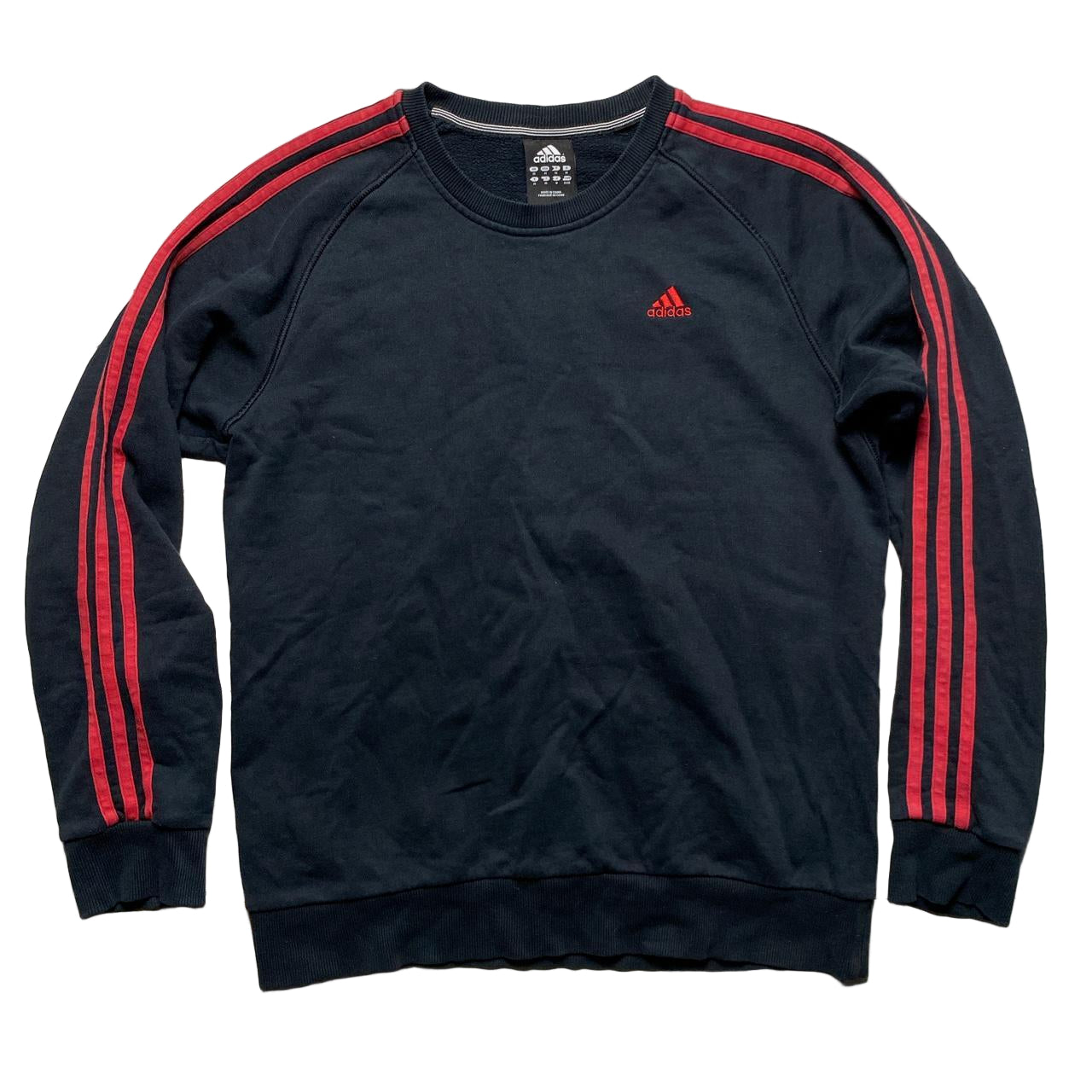 Adidas Performance Essentials Black and Red 3 Stripe Jumper (M)