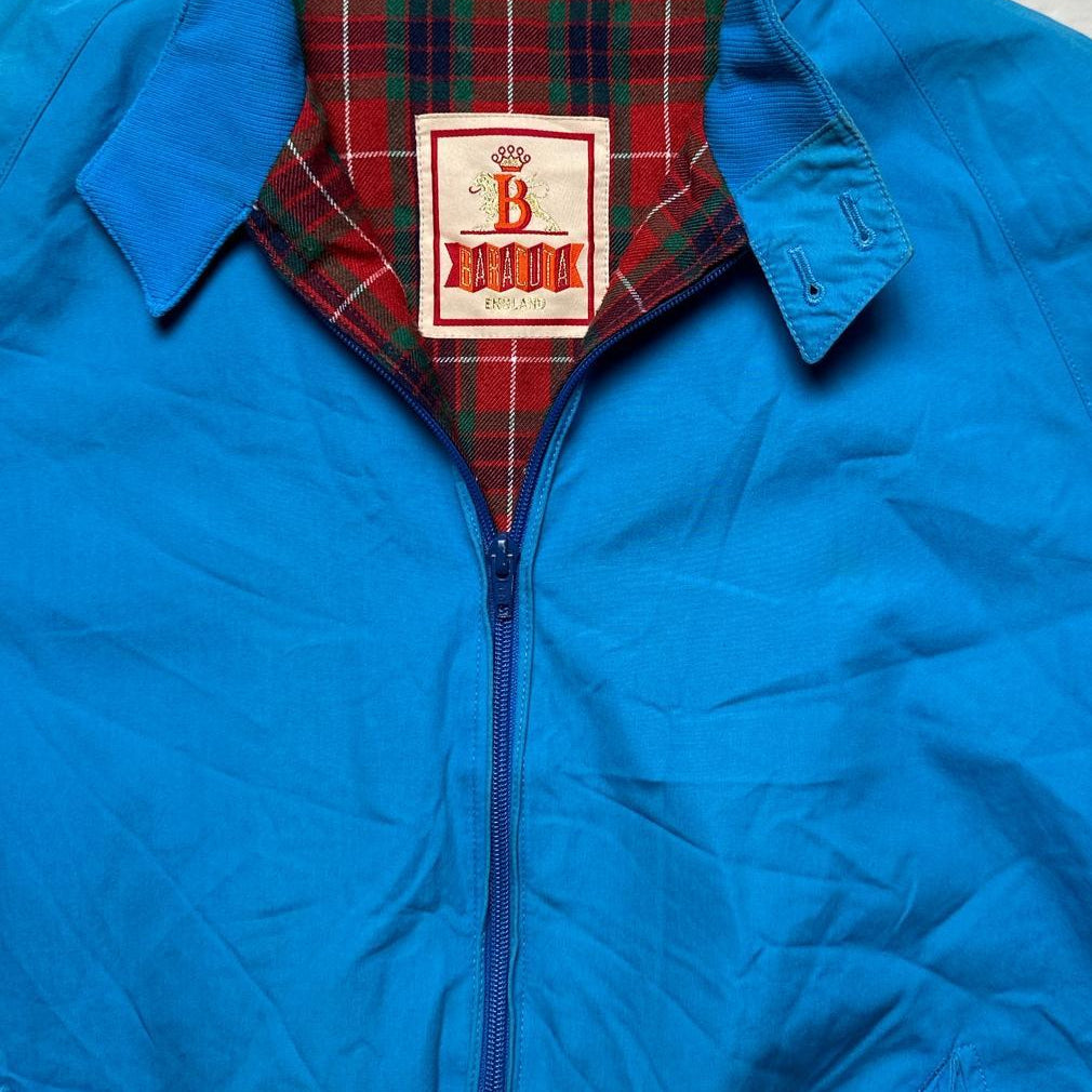 Baracuta G9 Harrington Vintage Light Blue Tartan Interior Bomber Jacket (M)