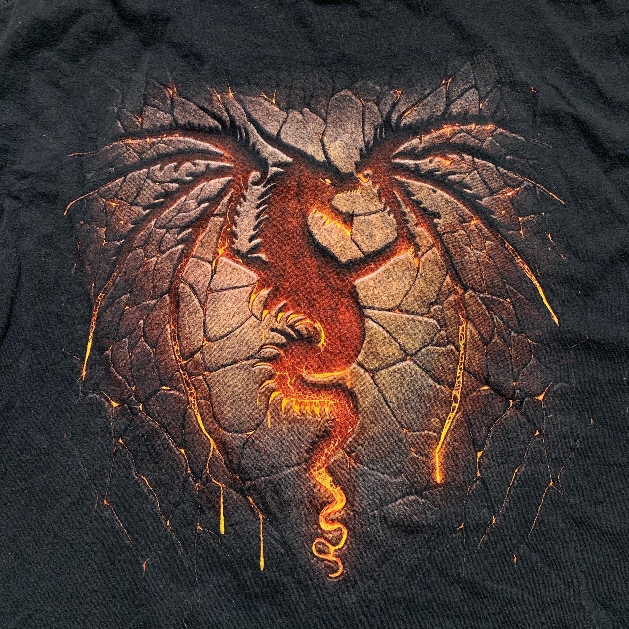 Spiral Dragon Flames y2k Grunge T Shirt (XL)