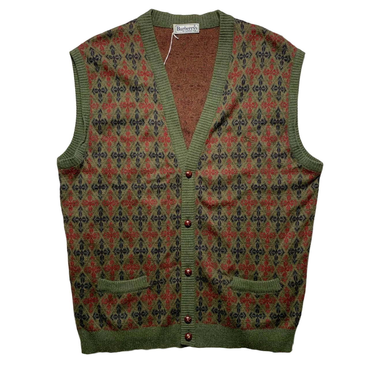 Burberrys Vintage Knit Cardigan Vest Gilet Jumper (XL)