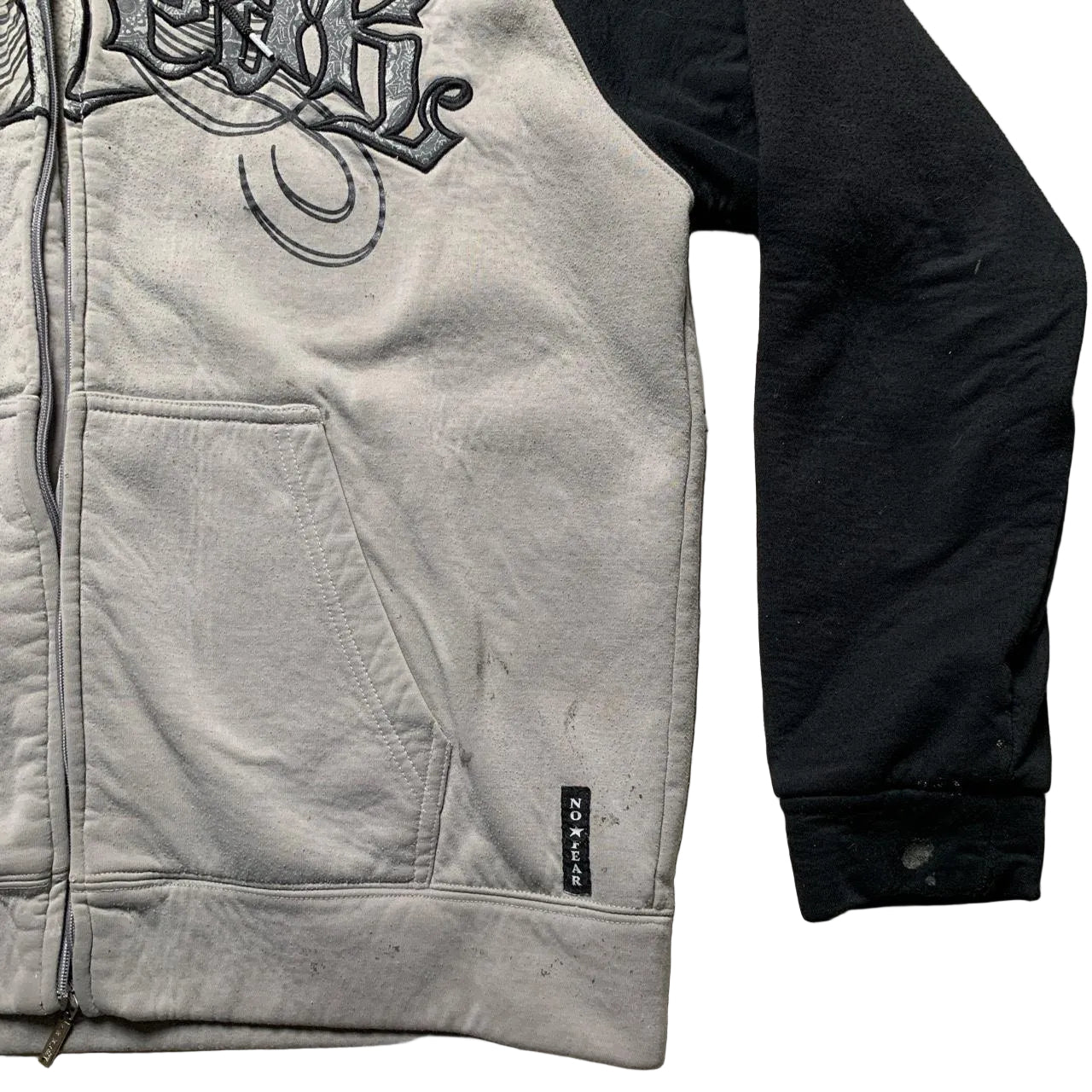 No Fear Grey and Black Vintage Hoodie