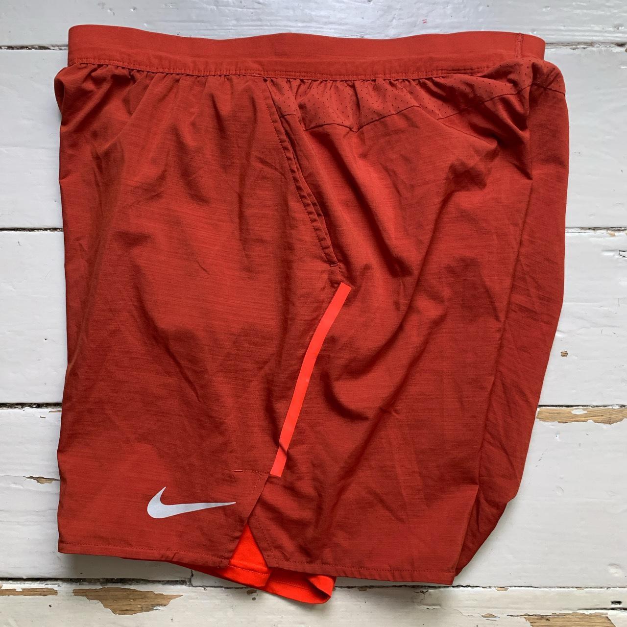 Nike Running Swoosh Dri Fit Orange Red Shorts