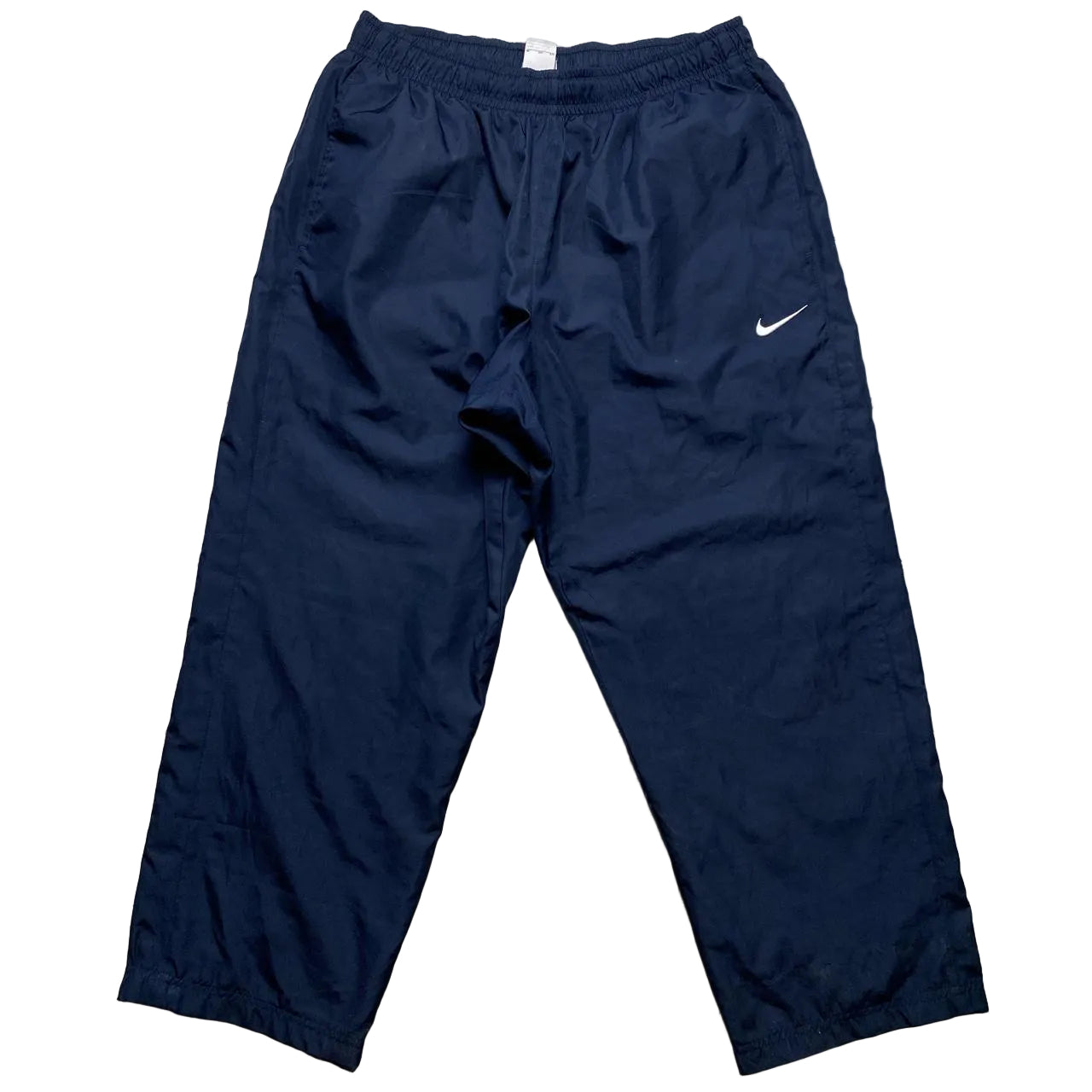 Nike Swoosh Navy and White Baggy Shell Trackpant Bottoms (XL)