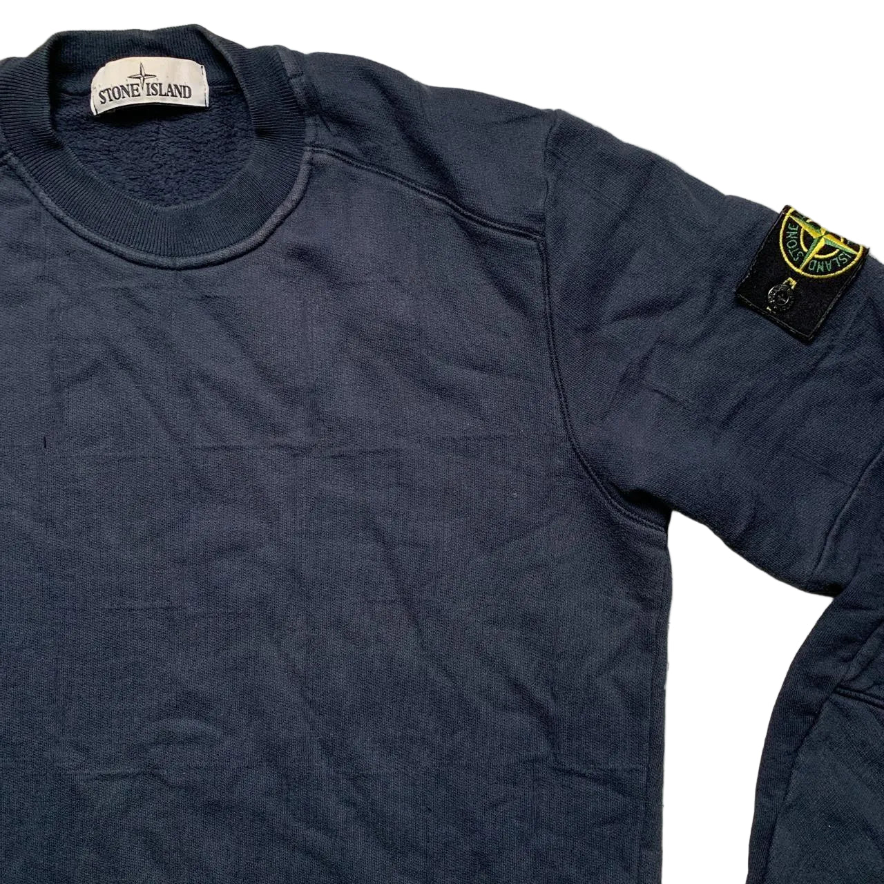 Stone Island Navy Crewneck Square Outline Repeat Jumper