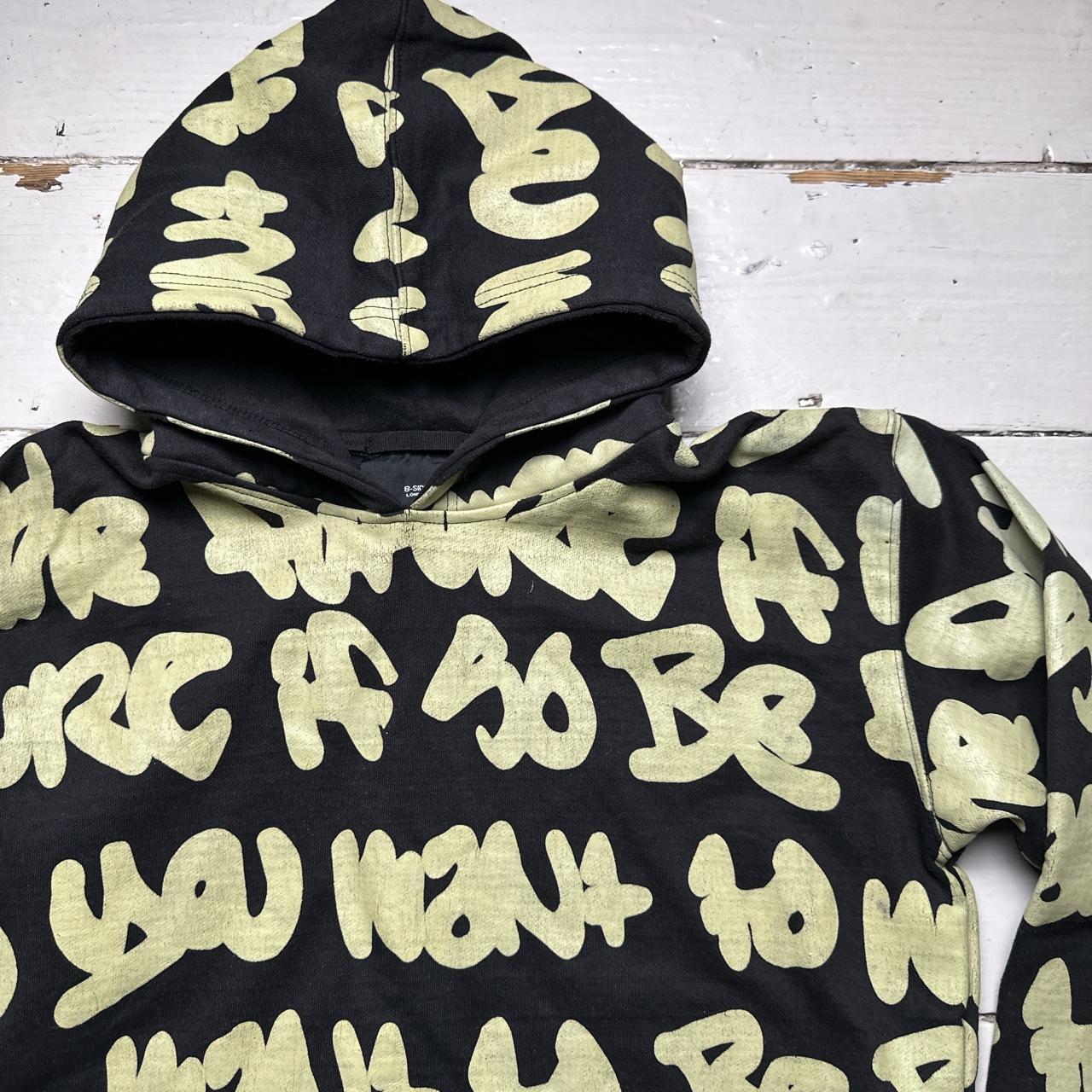 B-Side London Black and Green Graffiti Hoodie