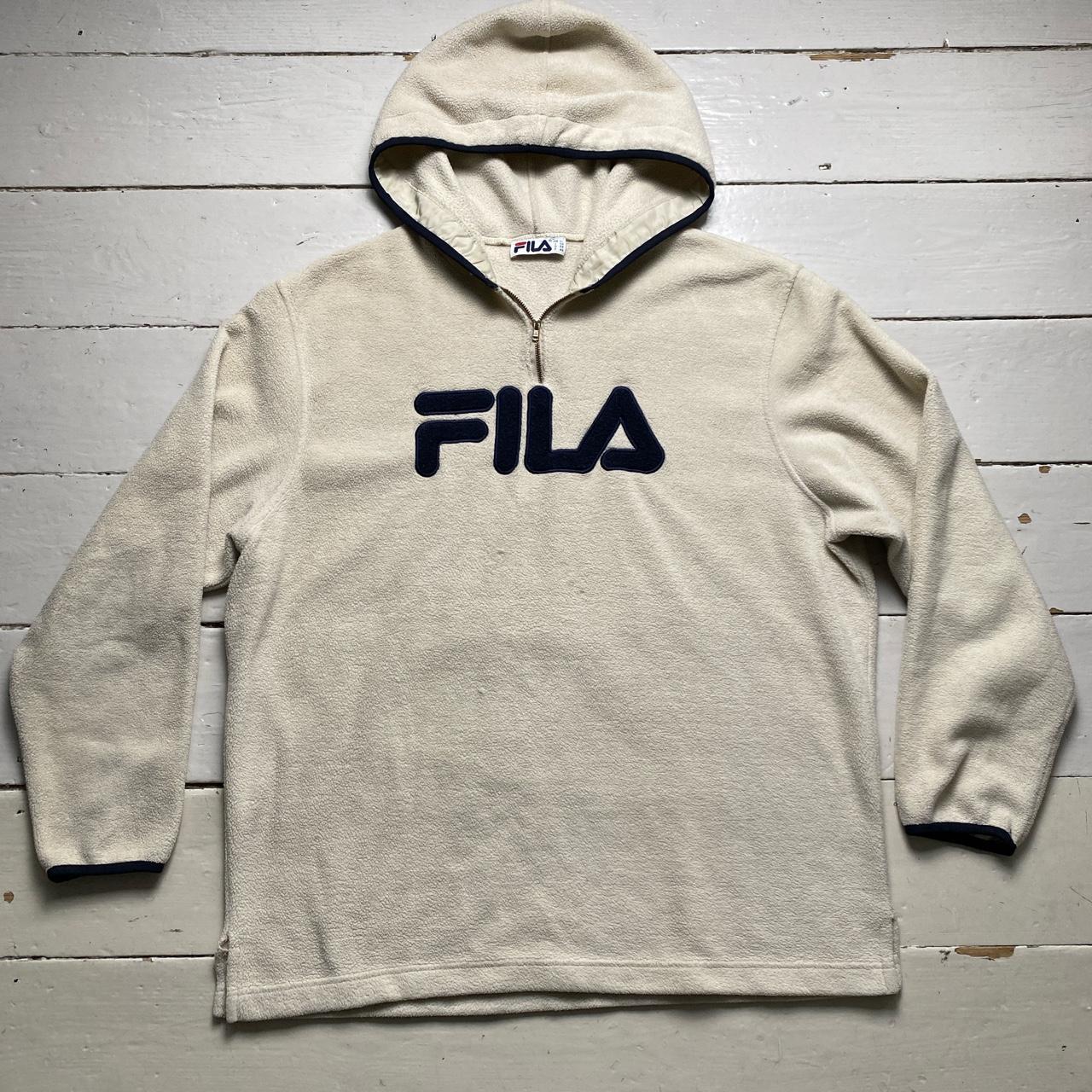 Fila Vintage Teddy Fleece Cream Quarter Zip Hoodie