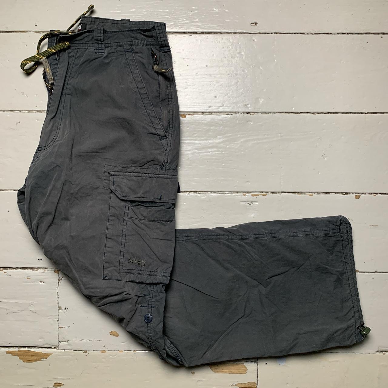 Schott USA Vintage Baggy Parachute Cargo Combat Trousers Grey