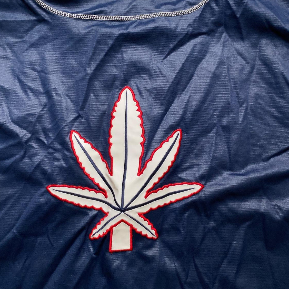 Raw Blue Marijuana Weed Vintage Satin Baseball Jersey Shirt (XL)
