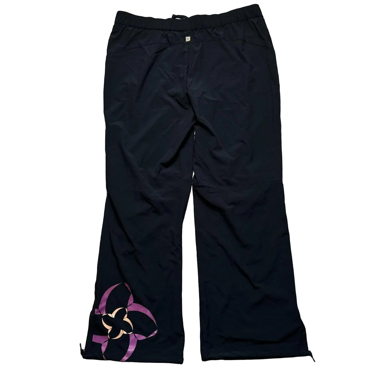 Nike Vintage Swoosh Black White and Floral Baggy Parachute Track Pant Bottoms( XL)