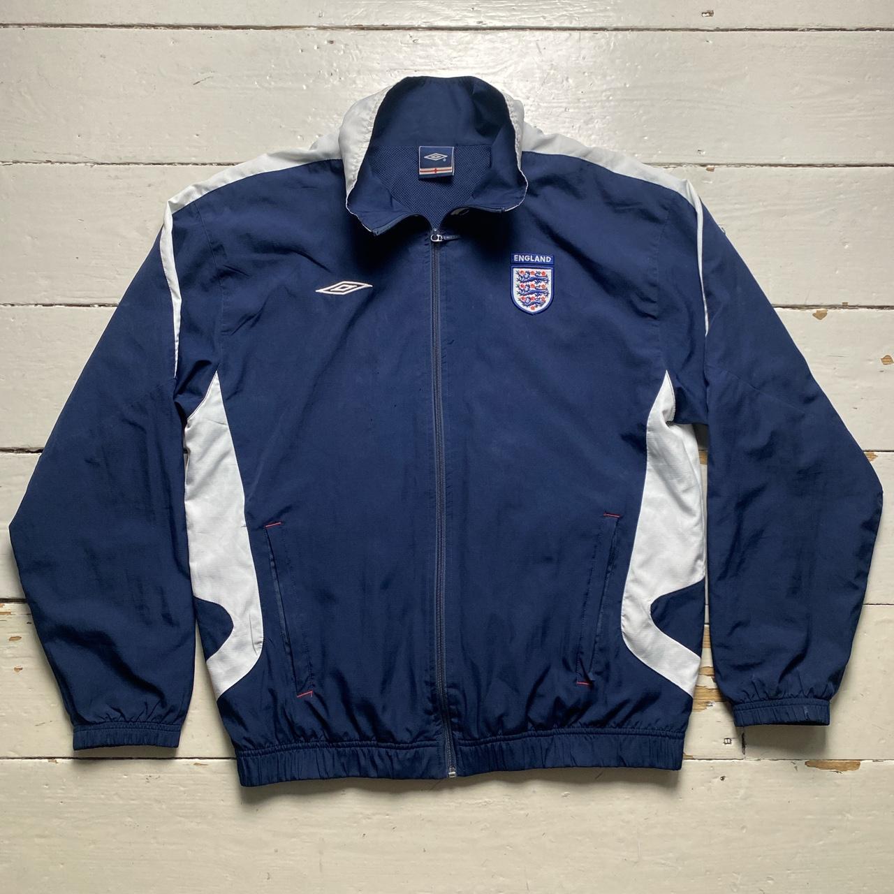 England Umbro Vintage Navy and White Shell Windbreaker