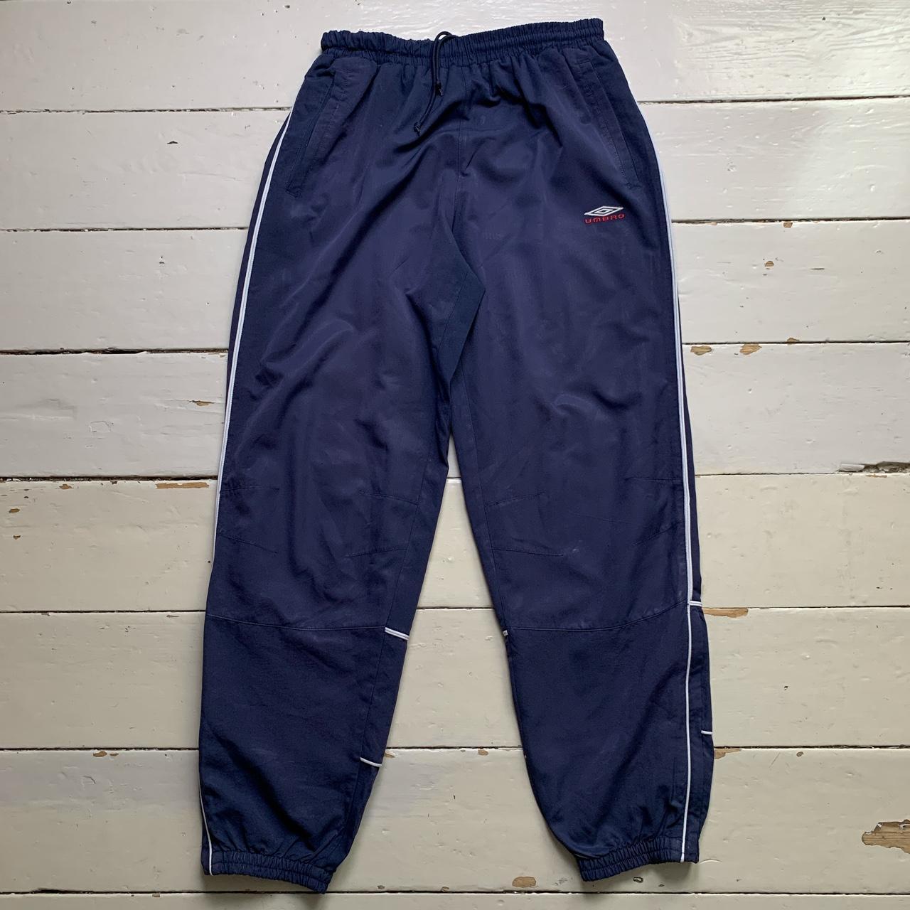 Umbro Vintage Shell Track Pant Baggy Bottoms Navy Red and White