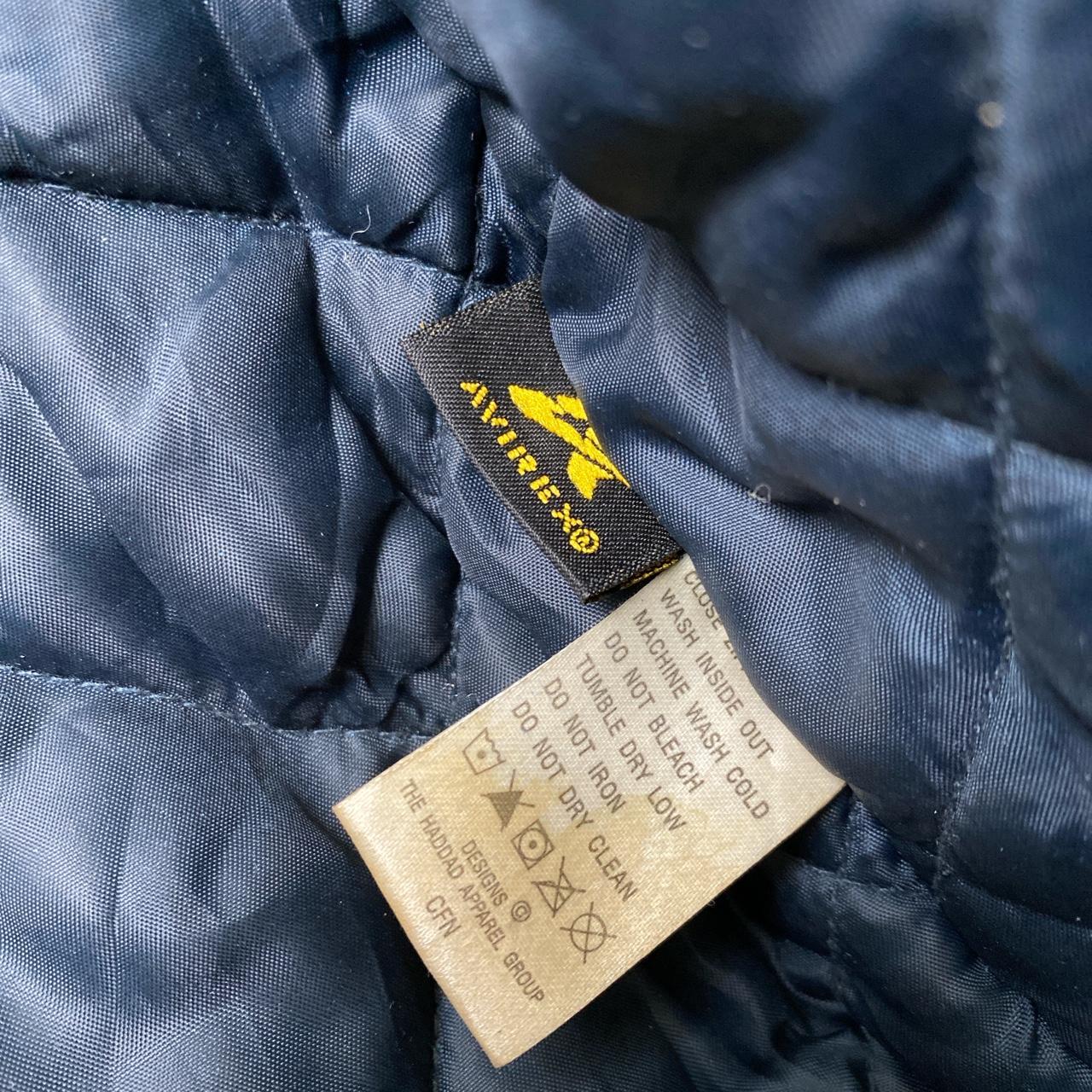 Avirex Faux Leather Baby Blue and Navy Bomber Jacket