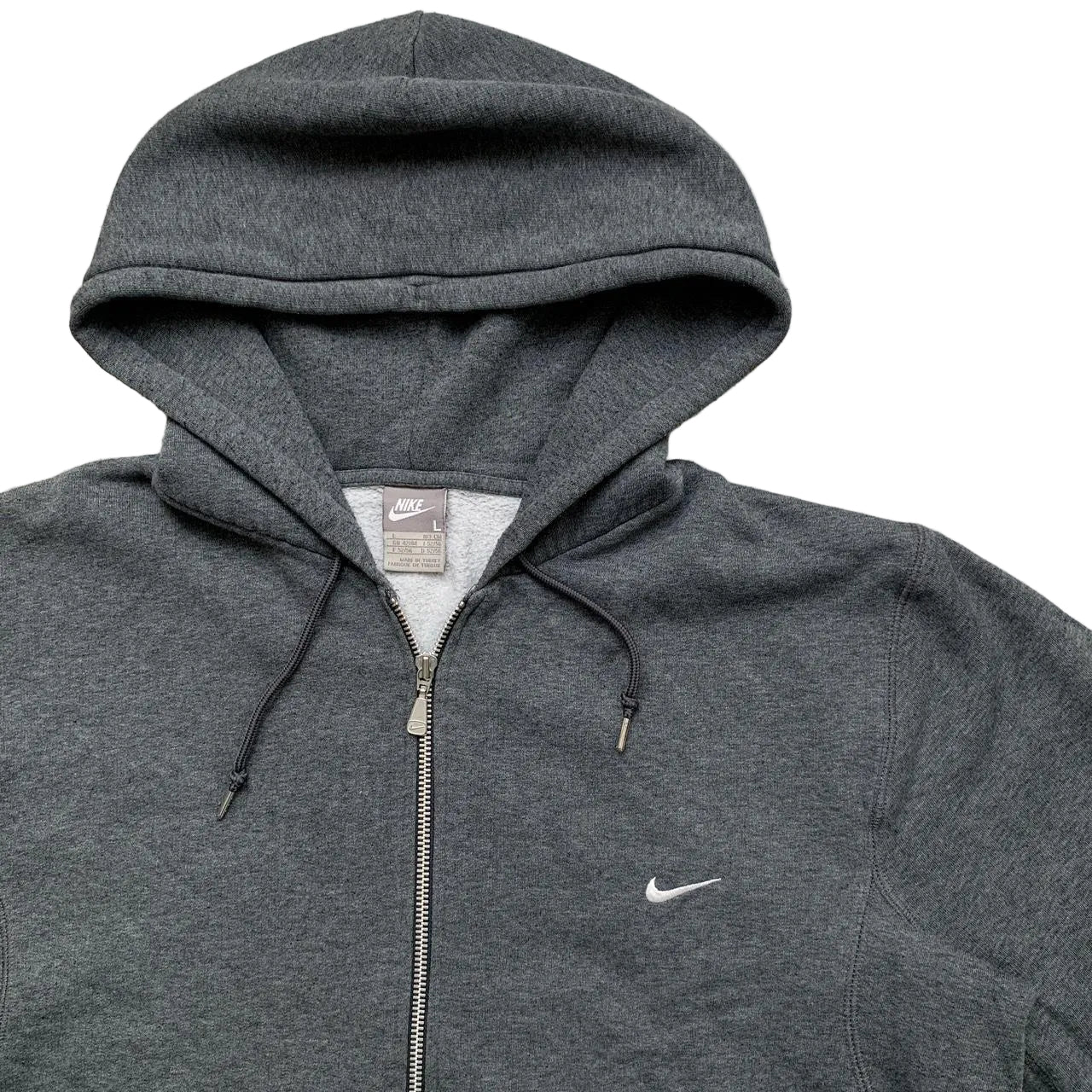 Nike Swoosh Grey and White Vintage Hoodie (L)