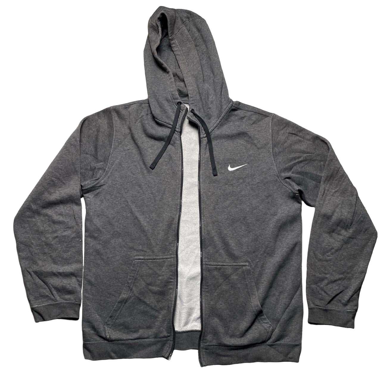 Nike Grey and White Swoosh Hoodie (M)