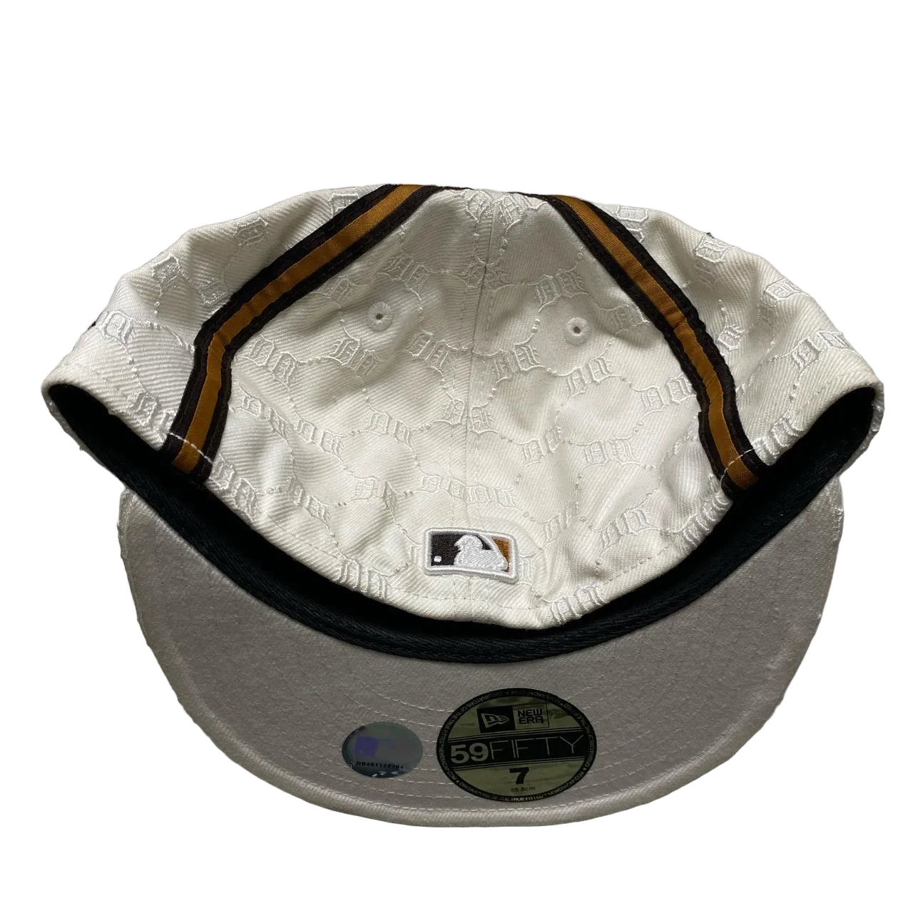 Detroit Tigers Vintage Monogram Cream and Brown Fitted Cap