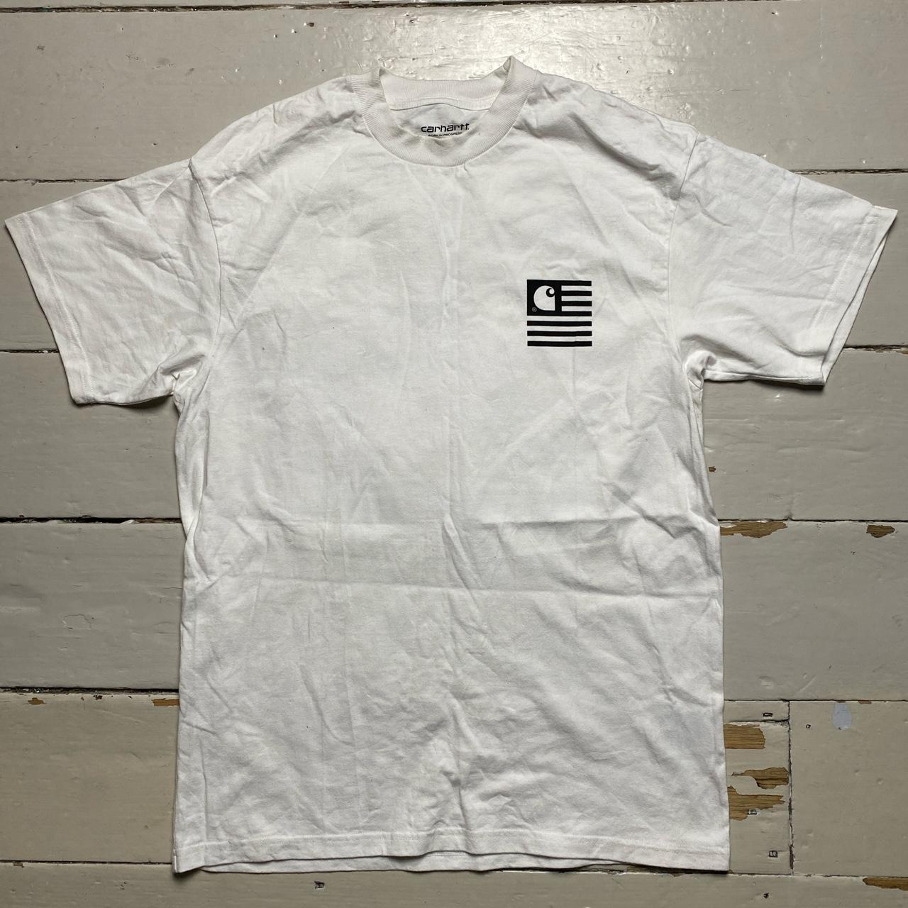 Carharrt WIP USA Wave Flag T Shirt White and Black