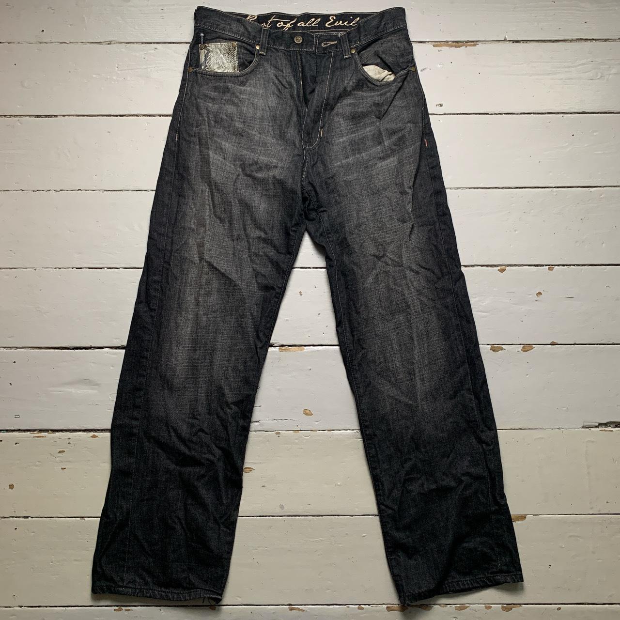 Ecko Unlimited Vintage Snake and Skull Embroidery Jeans