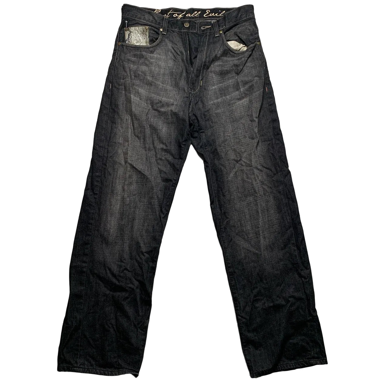 Ecko Unlimited Vintage Snake and Skull Embroidery Jeans