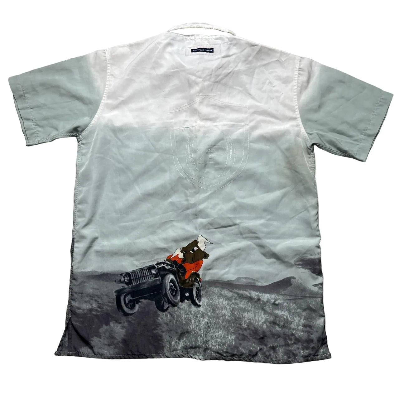 Phat Farm Vintage Silk Bull Hummer Print Shirt (L)