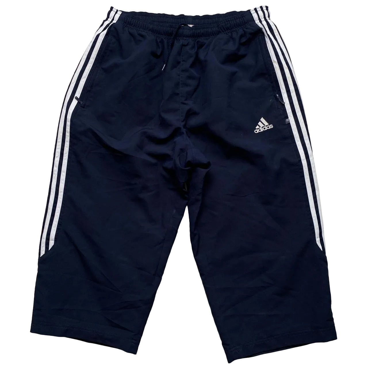 Adidas Navy and White Baggy Shell Track Pant 3/4 Shorts (XL)