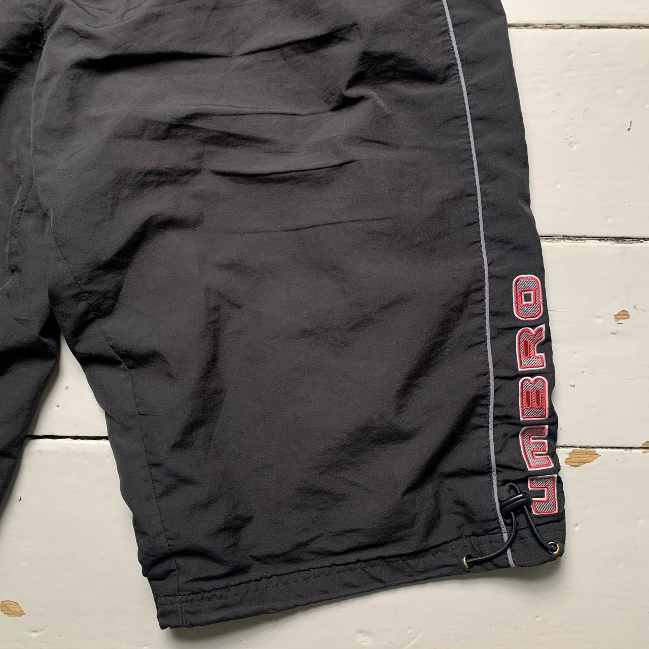 Umbro Black and Red Vintage Shell Trackpant Shorts