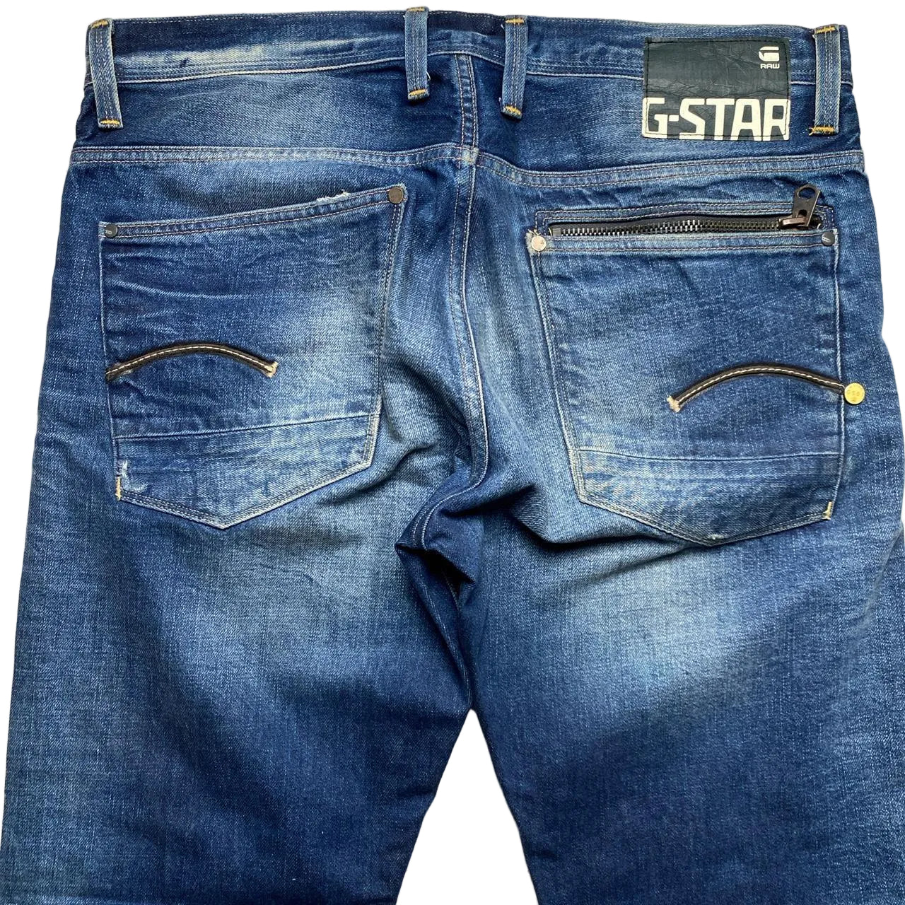 G Star Navy Stonewashed Jeans (36W)