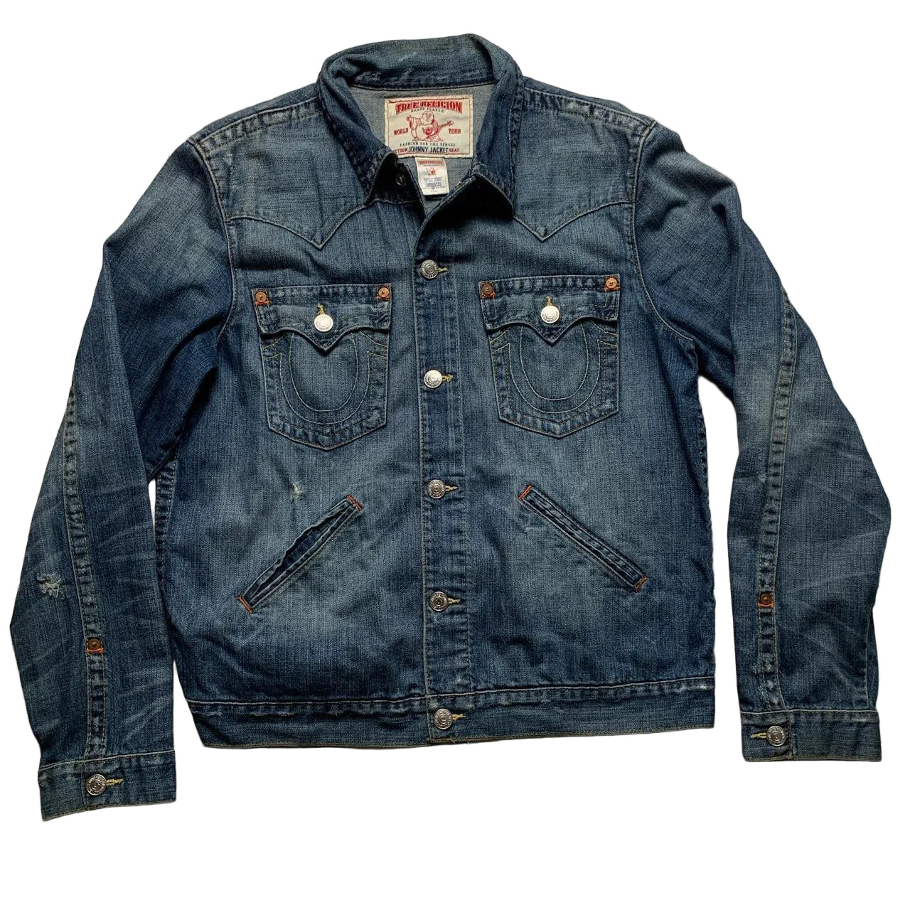 True Religion Johnny Jacket Denim Distressed Jacket (3XL)