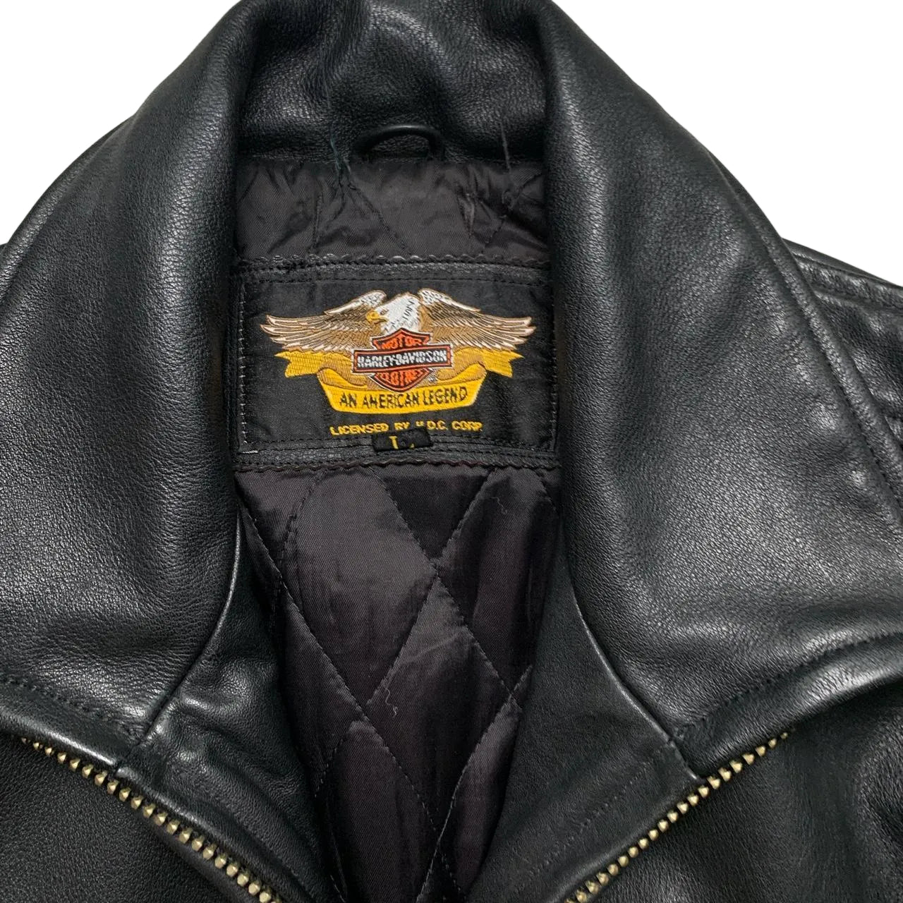 Harley Davidson Vintage Leather Black Motorcycle Jacket (L)