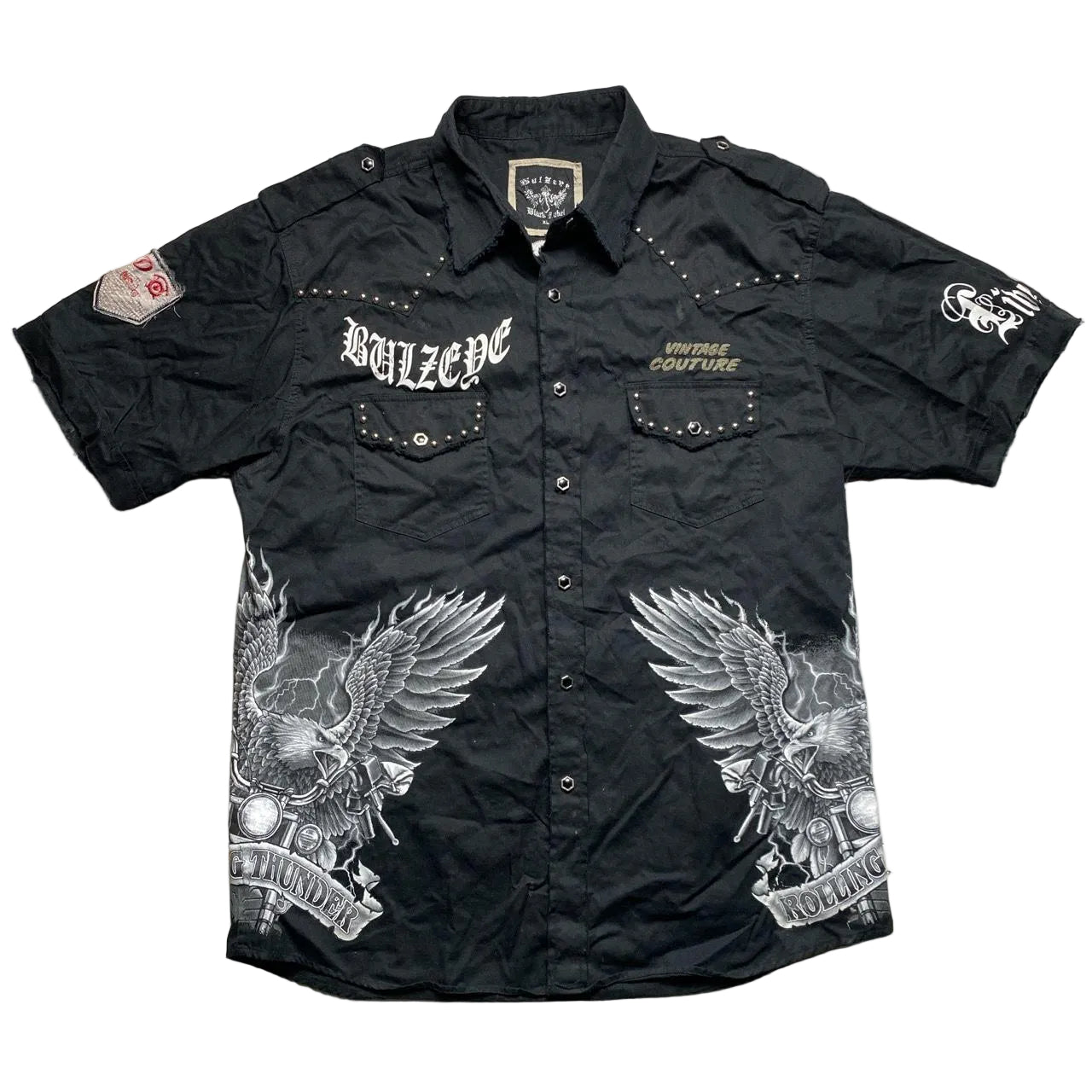 Glory Bulzeye Vintage Choppers Vintage Motorcycle Biker Shirt (XL)