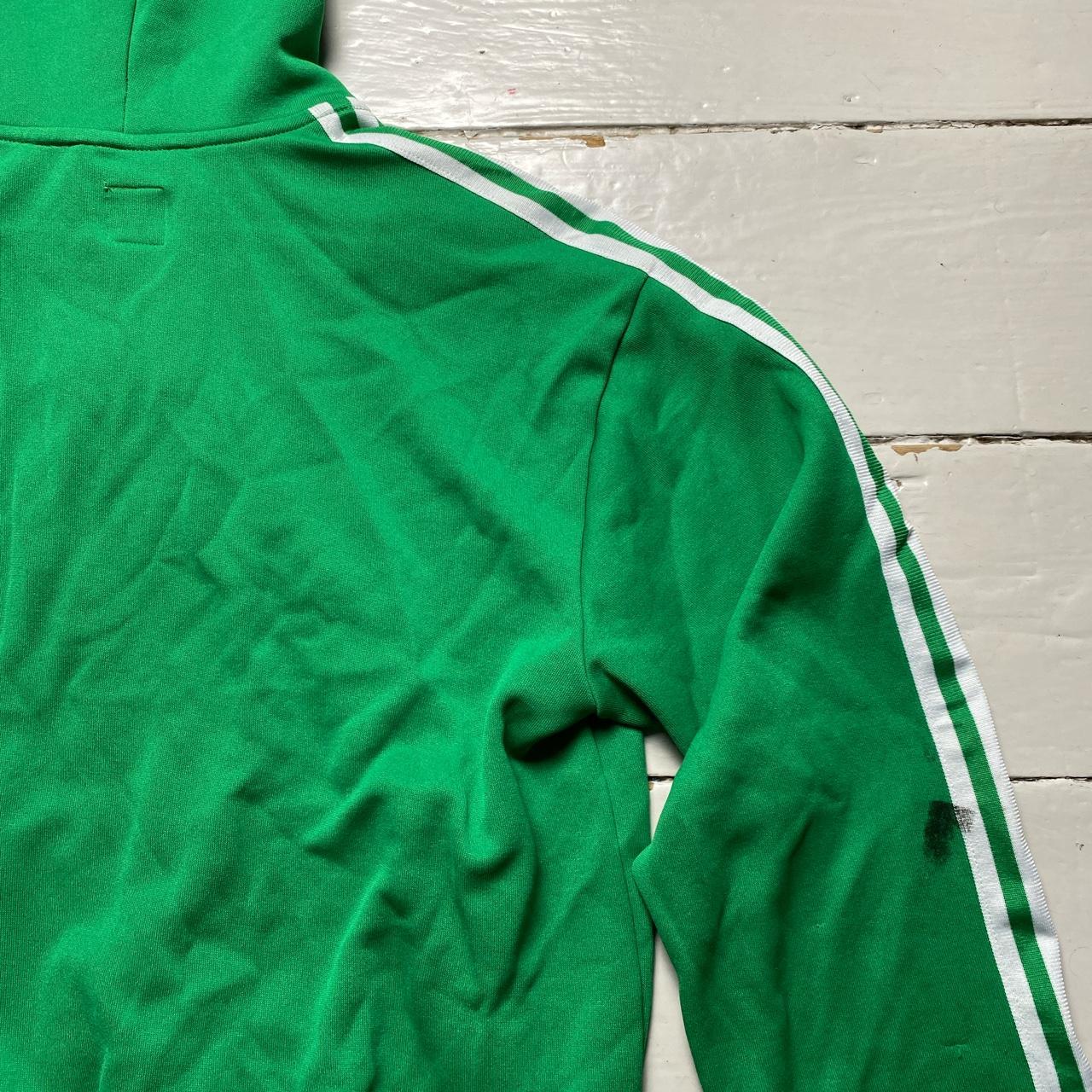 Adidas Striped Green and White Hoodie