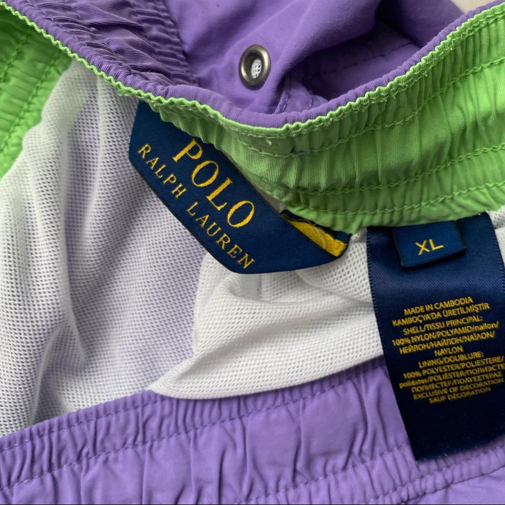 Polo Ralph Lauren Purple and Green Swim Shorts Trunks (XL)