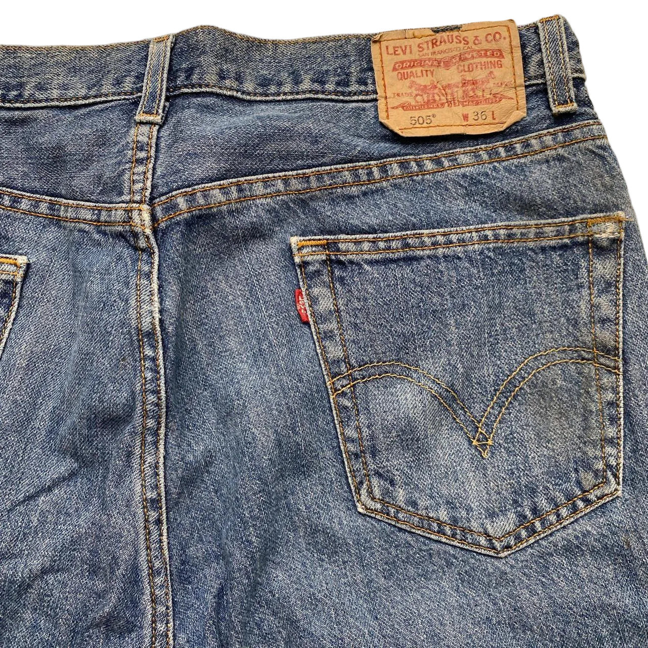 Levis 505 Baggy Vintage Navy Jean Short Jorts (36W)