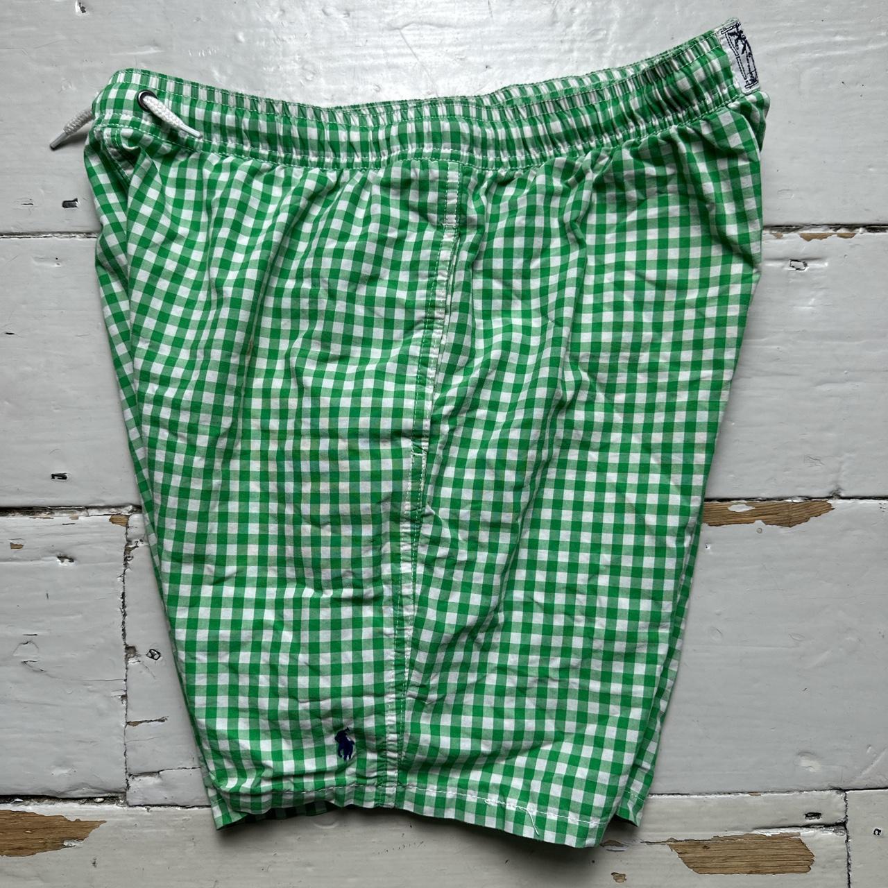 Ralph Lauren Polo Checked Swim Shorts Green and White