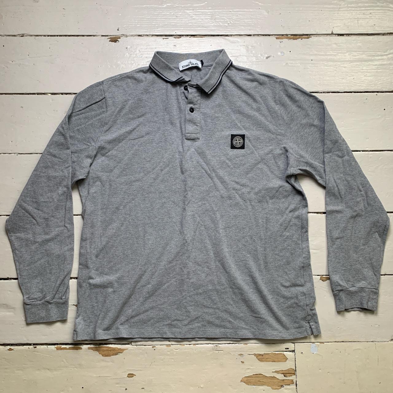 Stone Island Grey Long Sleeve Polo Shirt