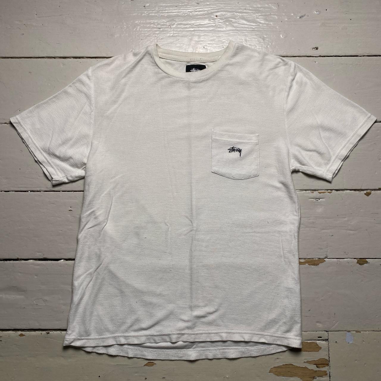 Stussy White and Black Pocket T Shirt