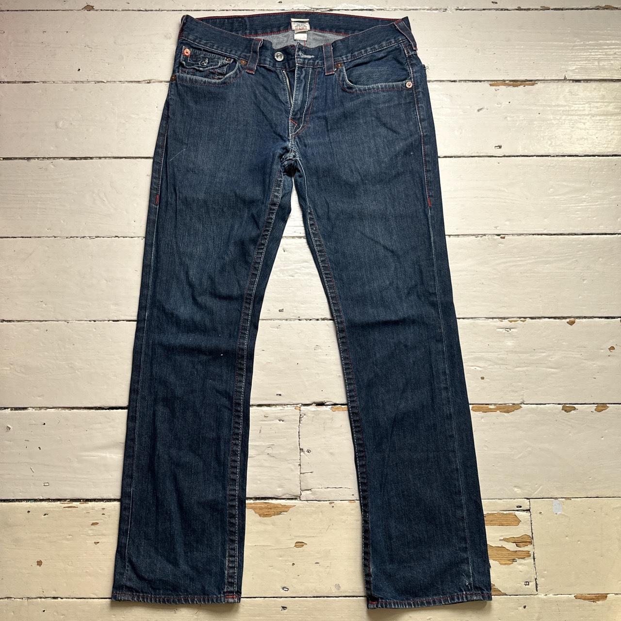 True Religion Straight Navy and Red Stitch Jeans