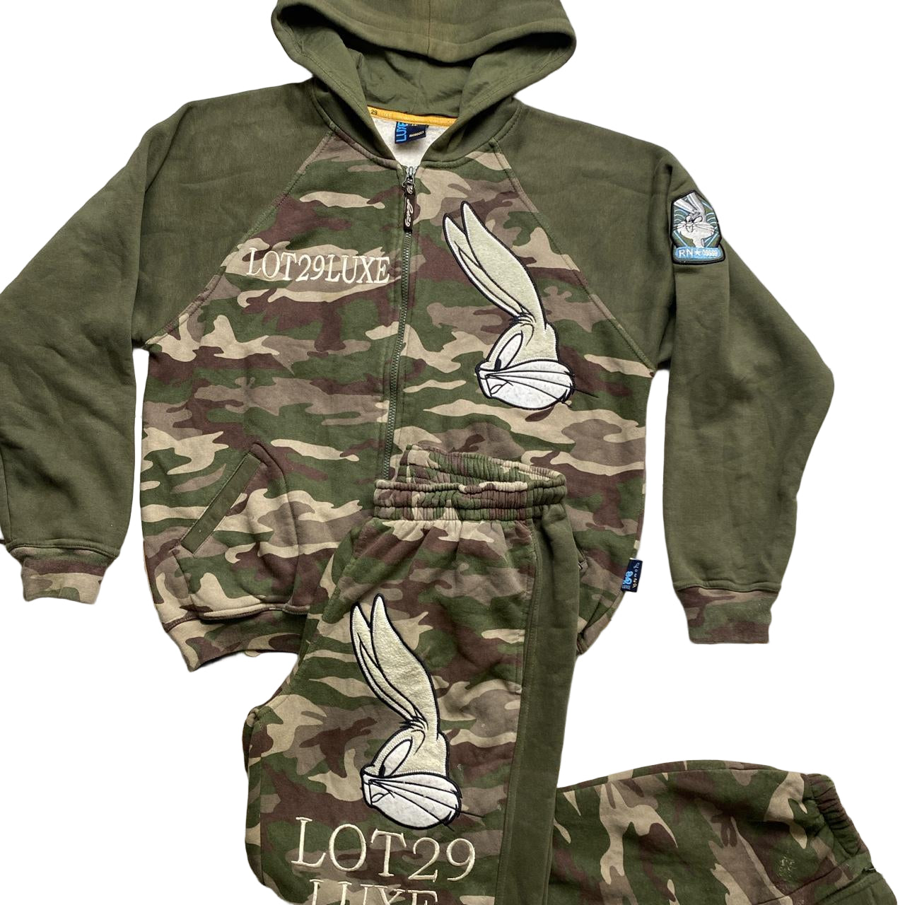 Lot 29 Vintage Bugs Bunny Looney Tunes Full Camouflage Tracksuit (S)