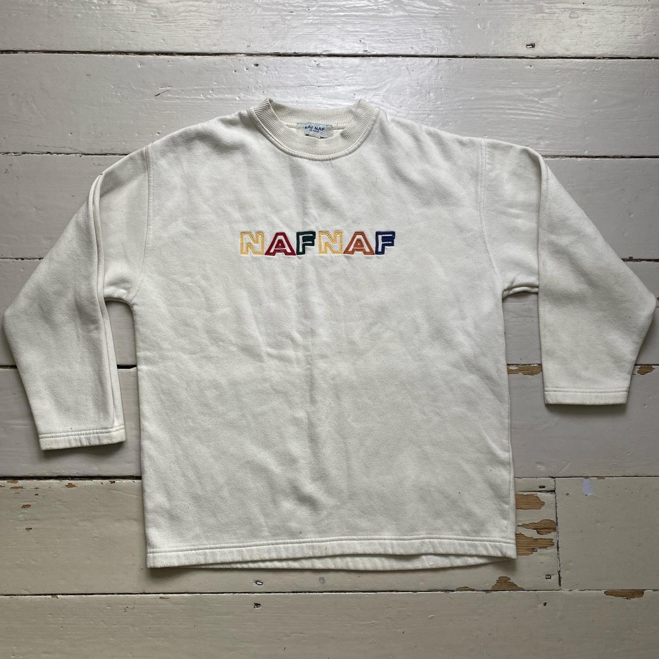 NAFNAF Vintage Cream White Rainbow Spellout Jumper