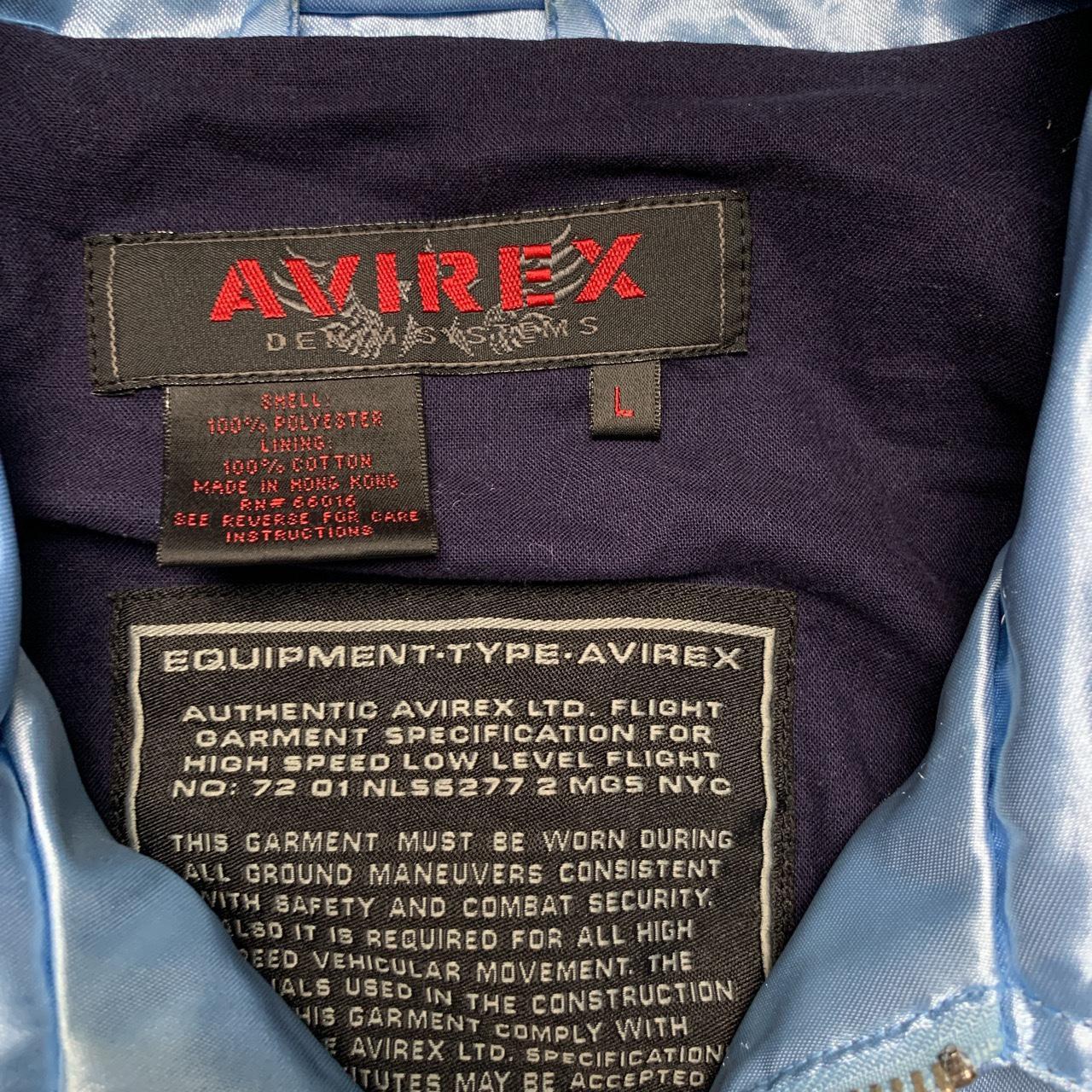 Avirex Satin Baby Blue and Navy Bomber Jacket (L)