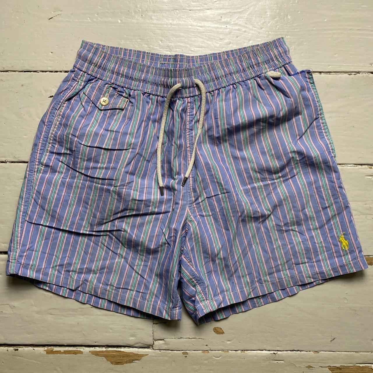 Polo Ralph Lauren Swim Trunk Shorts Purple Pink and Green Stripes