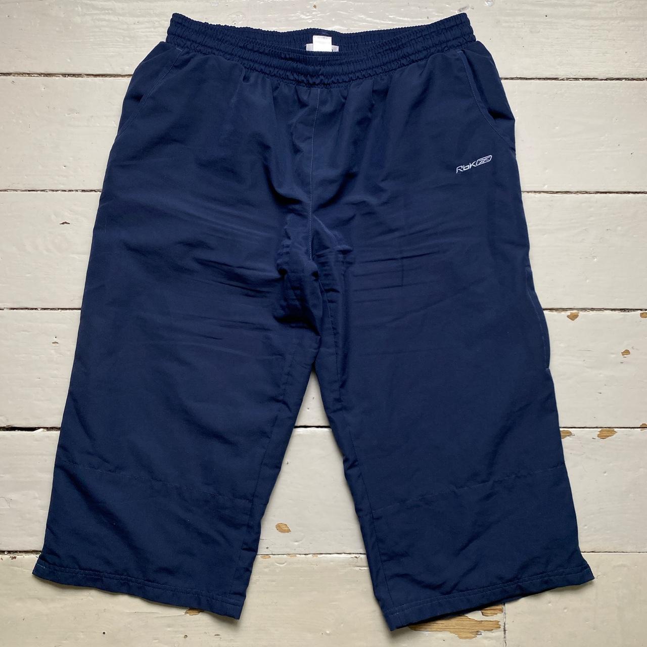 Reebok Navy and White Shell Tracksuit Bottom Shorts