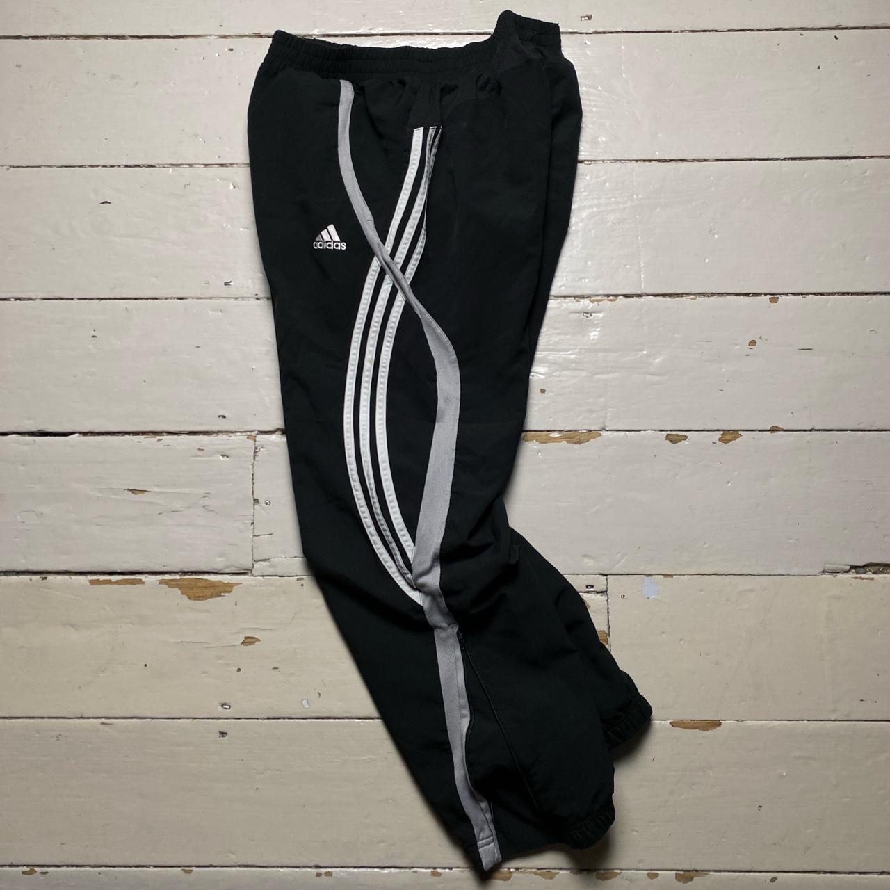 Adidas Vintage Baggy Black and White Shell Bottoms