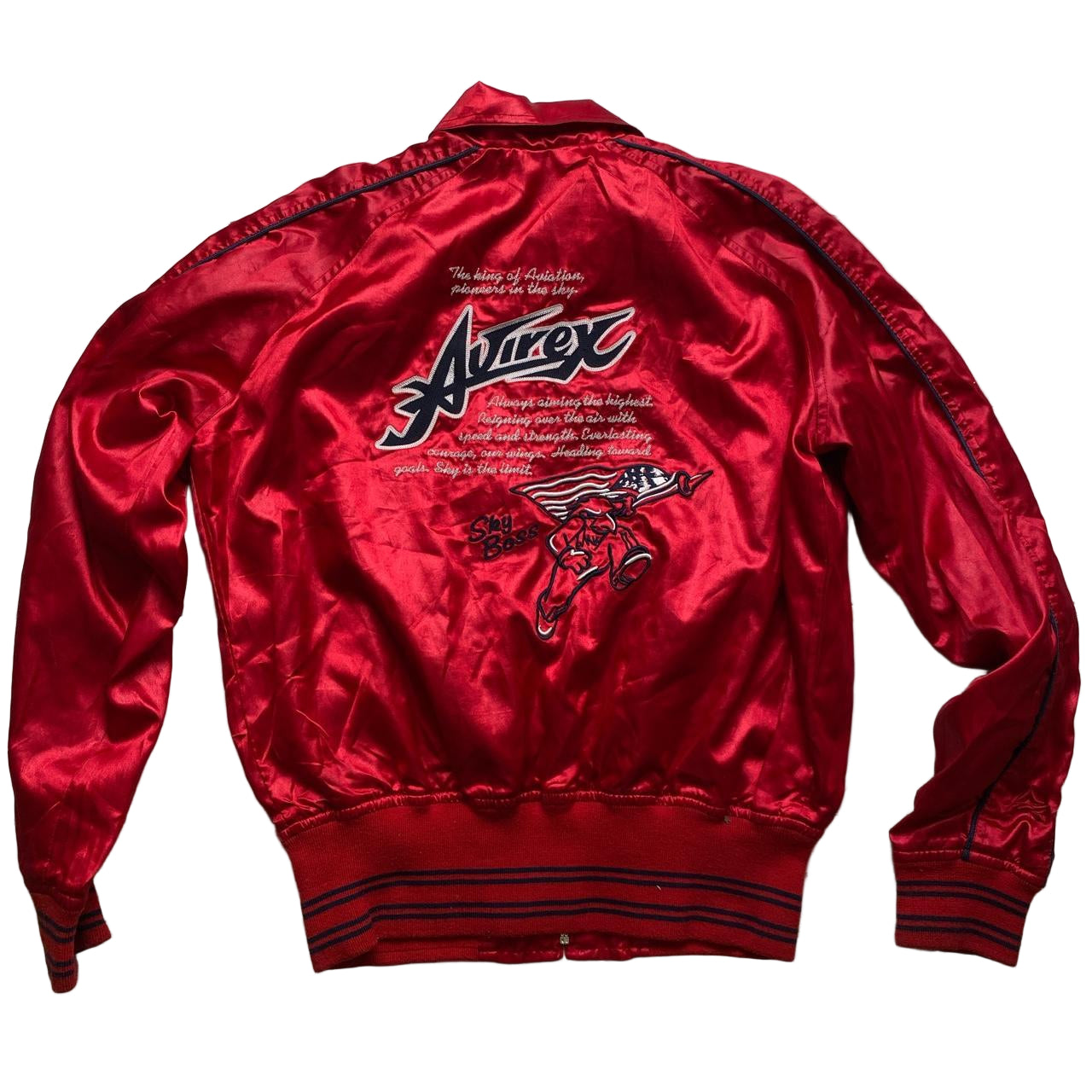 Avirex Vintage Red Satin Bomber Jacket (M)
