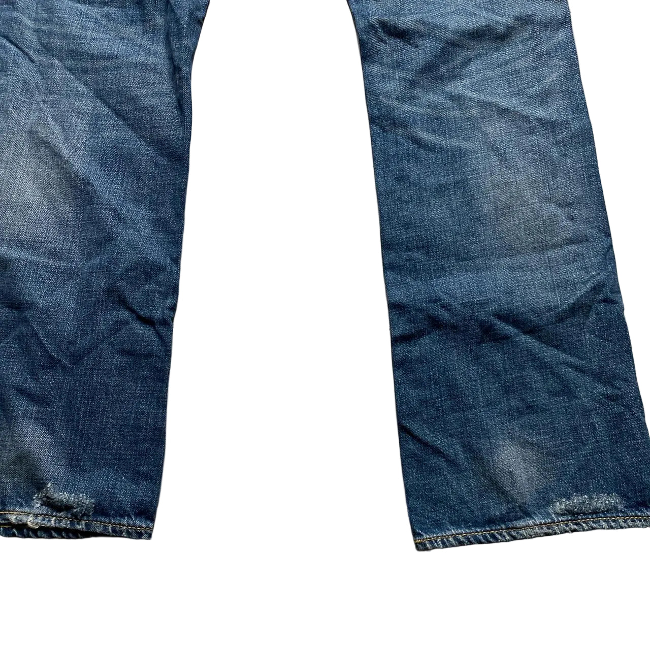 Levis 527 Bootcut Baggy Blue Distressed Jeans (32W)